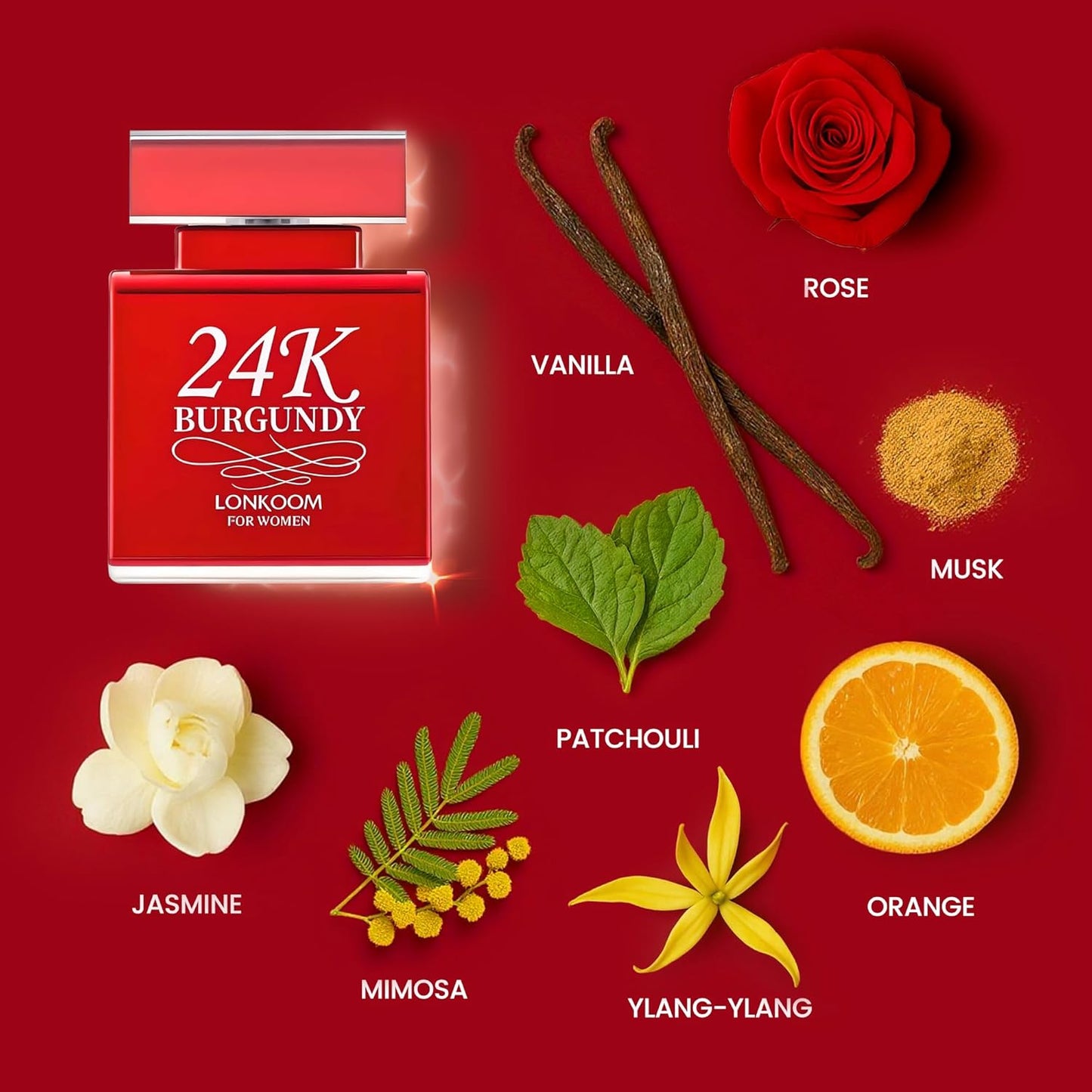 LONKOOM 24K Burgundy Perfume for Women
