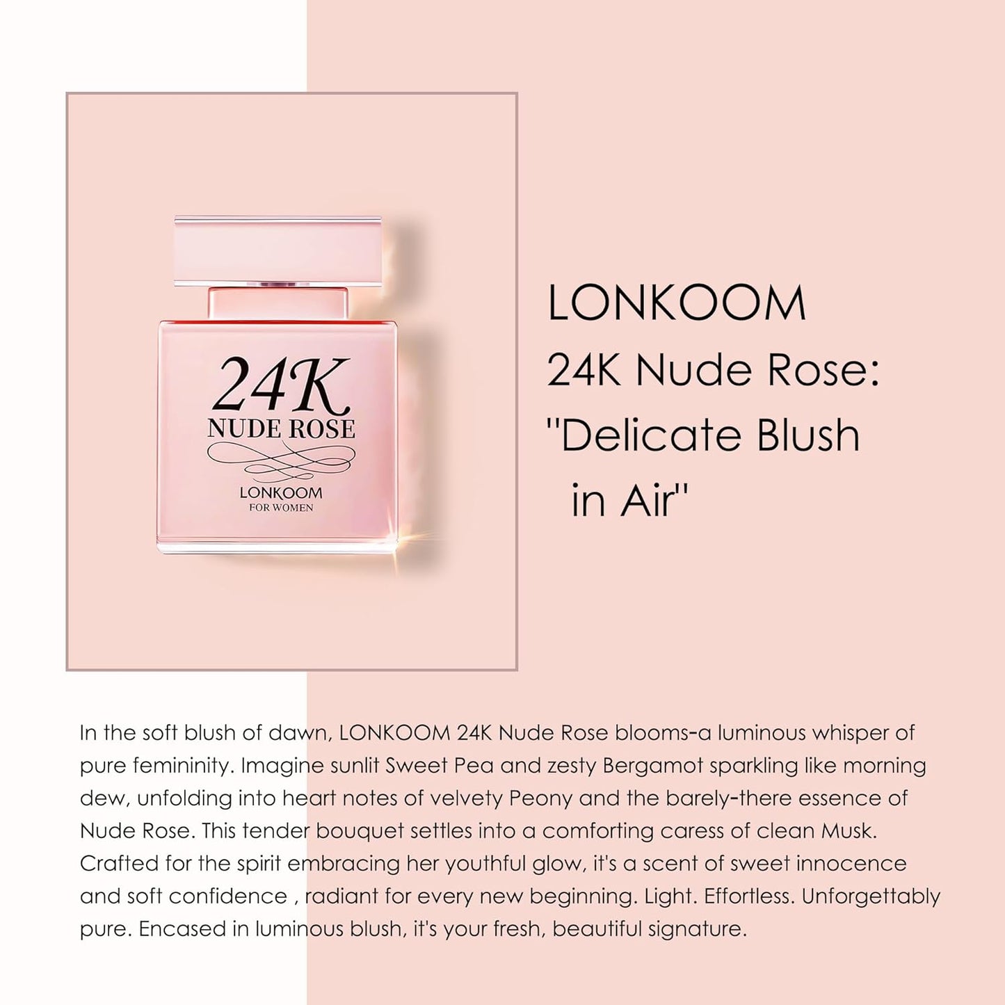 Lonkoom 24K Nude Rose Perfume for Women